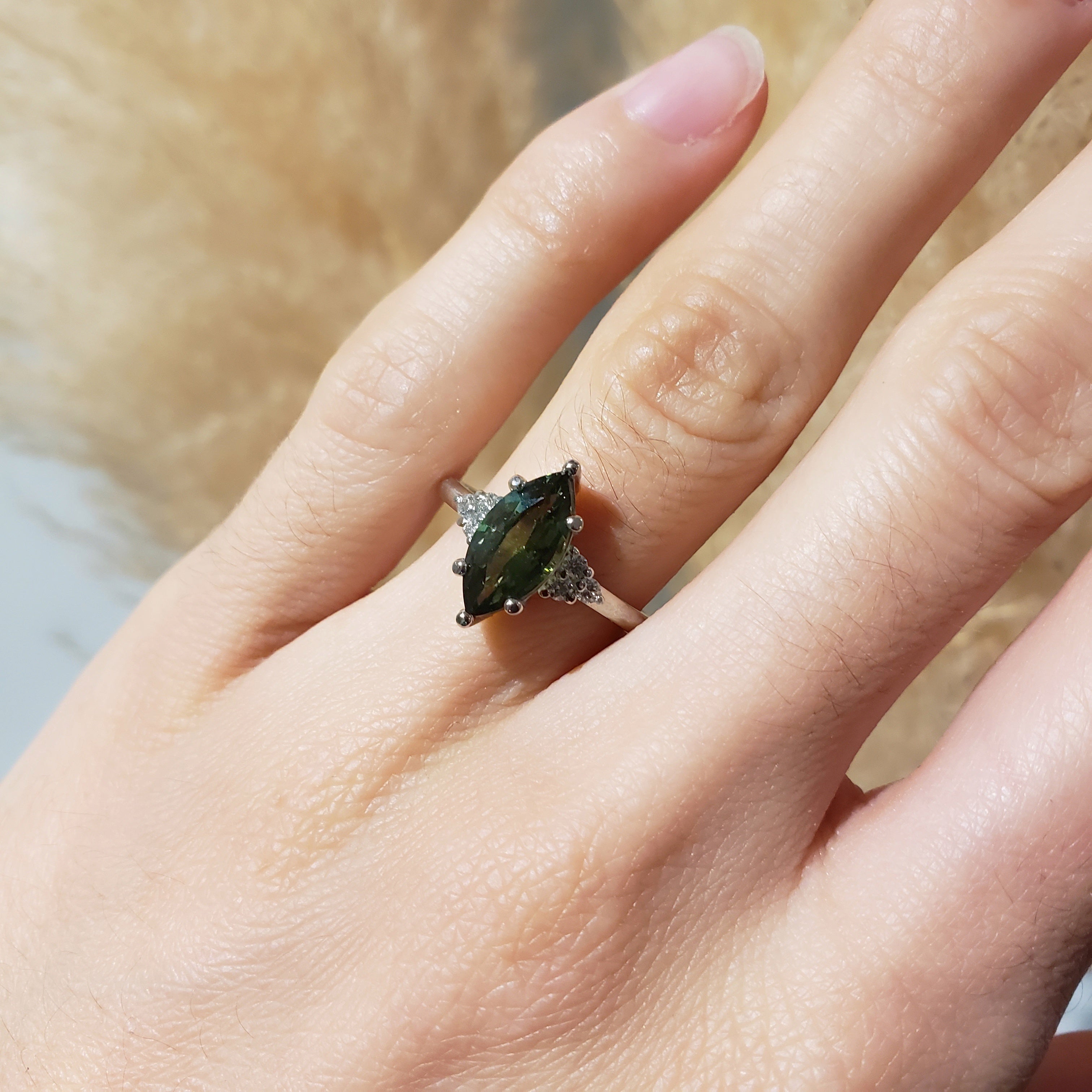 Green Sapphire Engagement Ring | Era Design Vancouver Canada