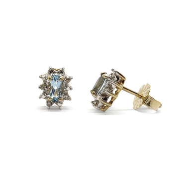 Vintage Aquamarine & Diamond Stud Earrings | Era Design Vancouver Canada