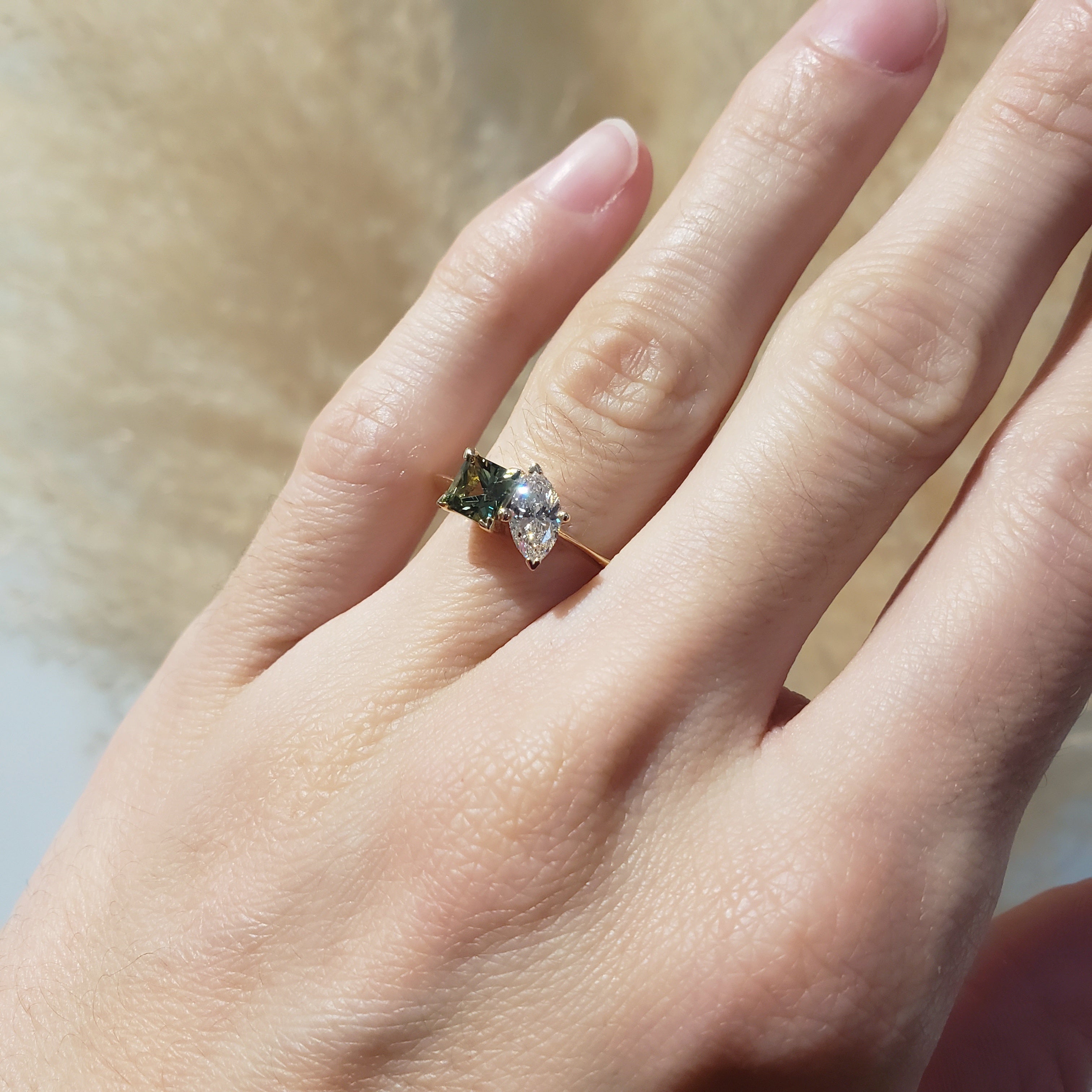 Diamond and Sapphire Engagement Ring | Era Design Vancouver Canada