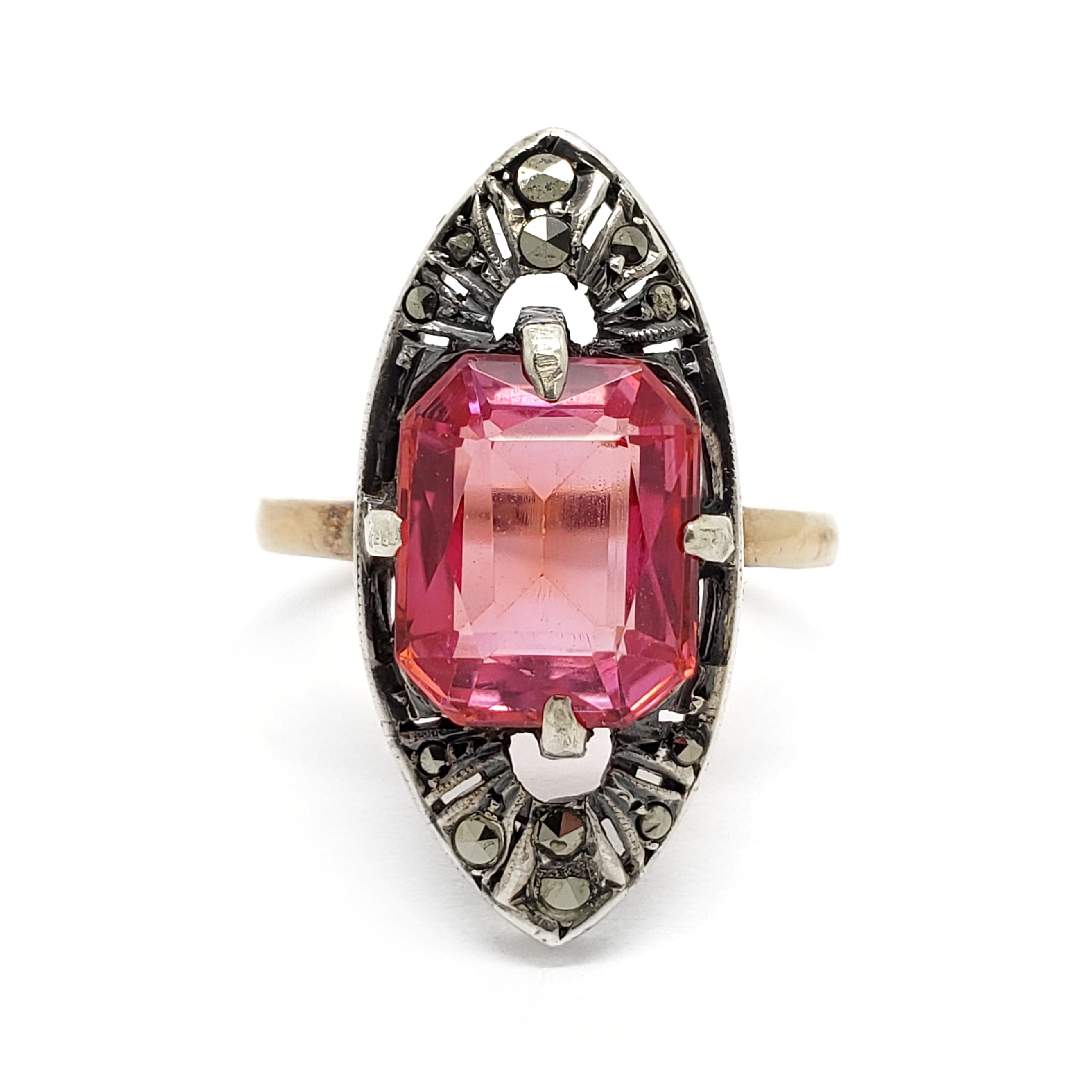 Synthetic pink hot sale sapphire ring