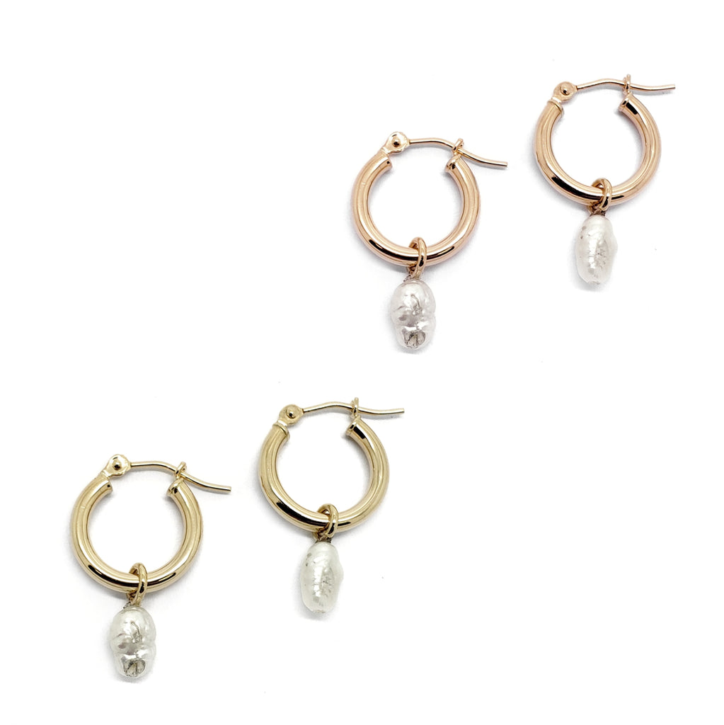 Gold hoops with pearl drop shop