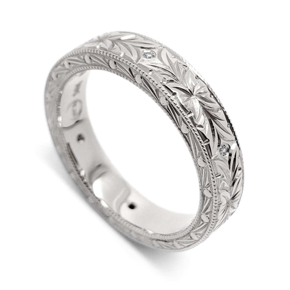 Hand Engraving Diamond Wedding Ring | Era Design Vancouver Canada