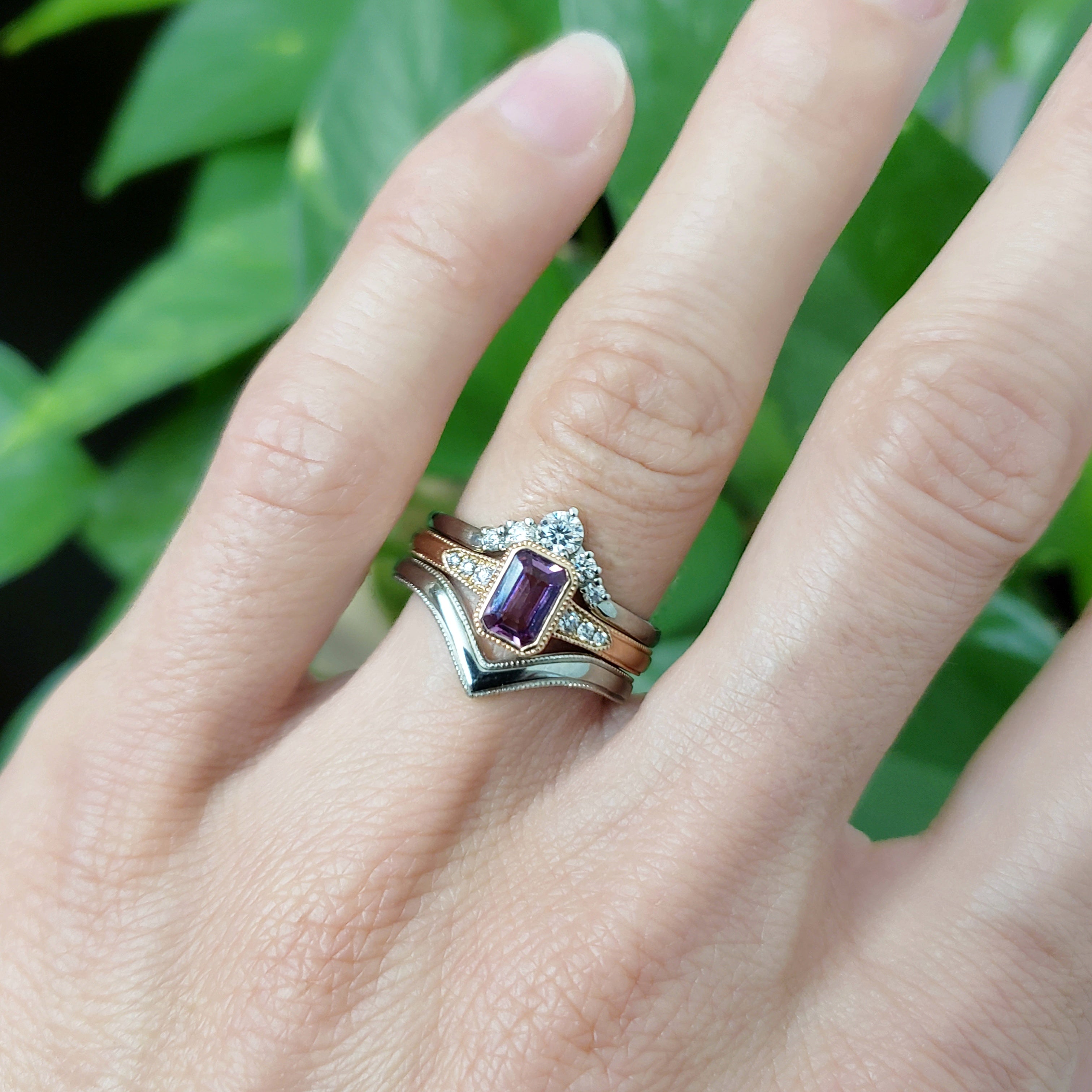 Pink sapphire cluster on sale ring