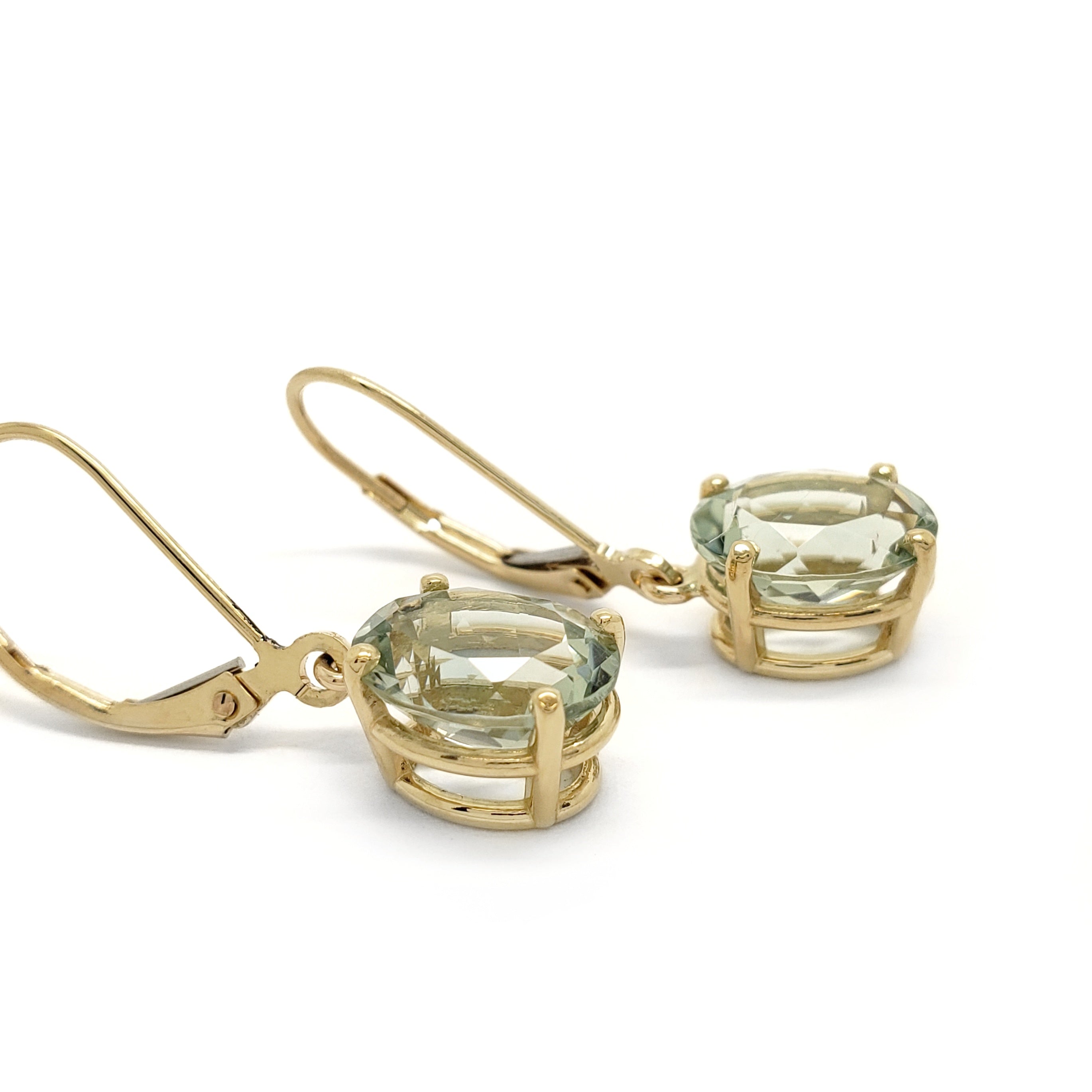 Prasiolite earrings deals yellow gold