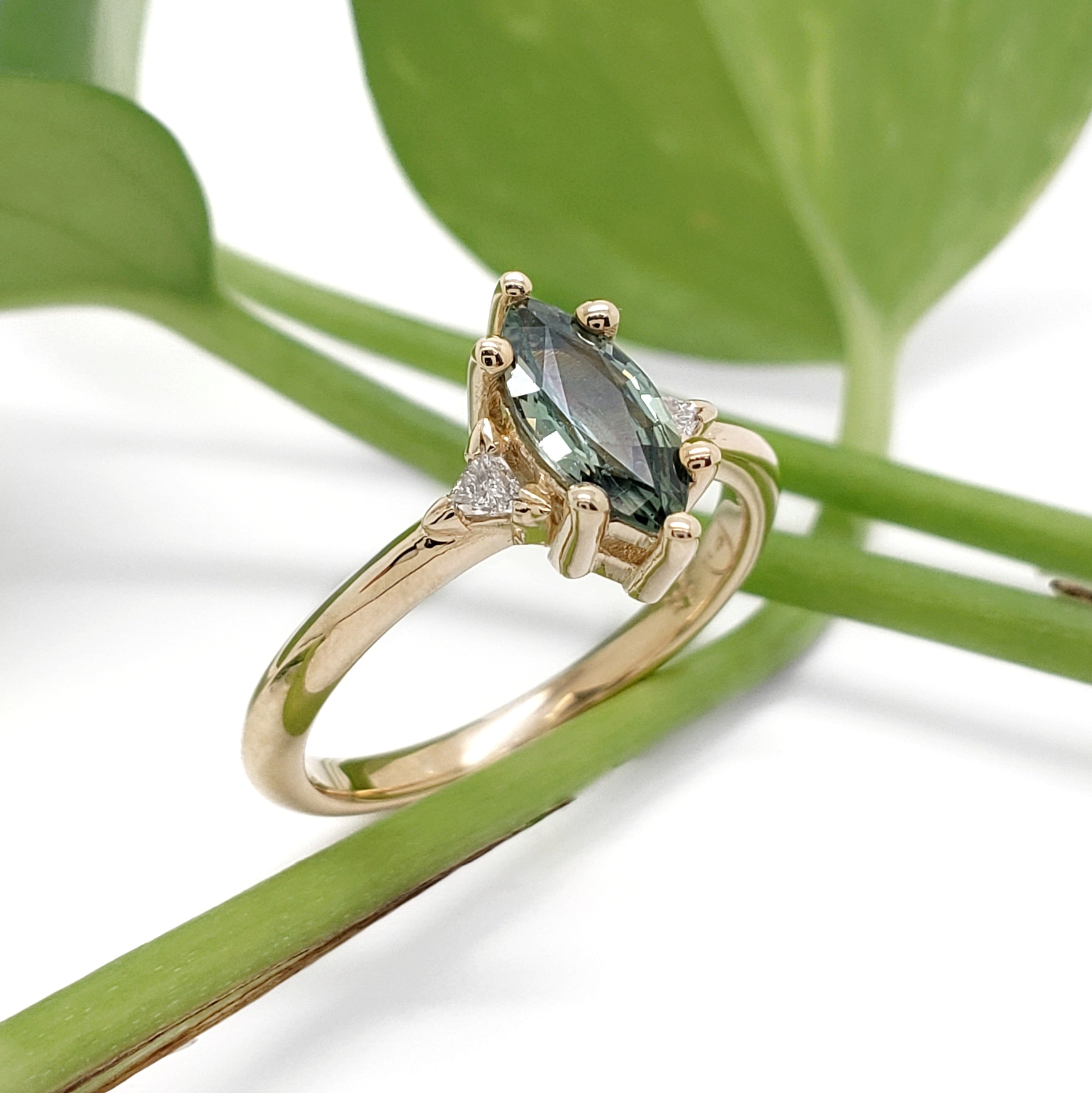 Green Sapphire Engagement Ring | Era Design Vancouver Canada