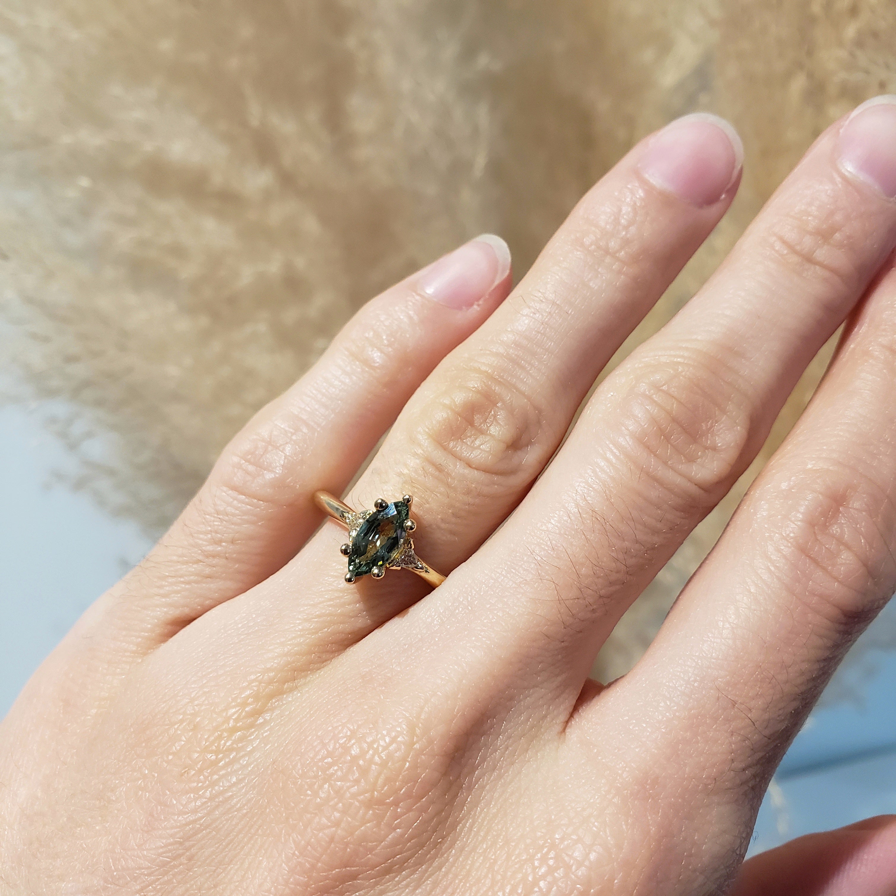 Green Sapphire Engagement Ring | Era Design Vancouver Canada