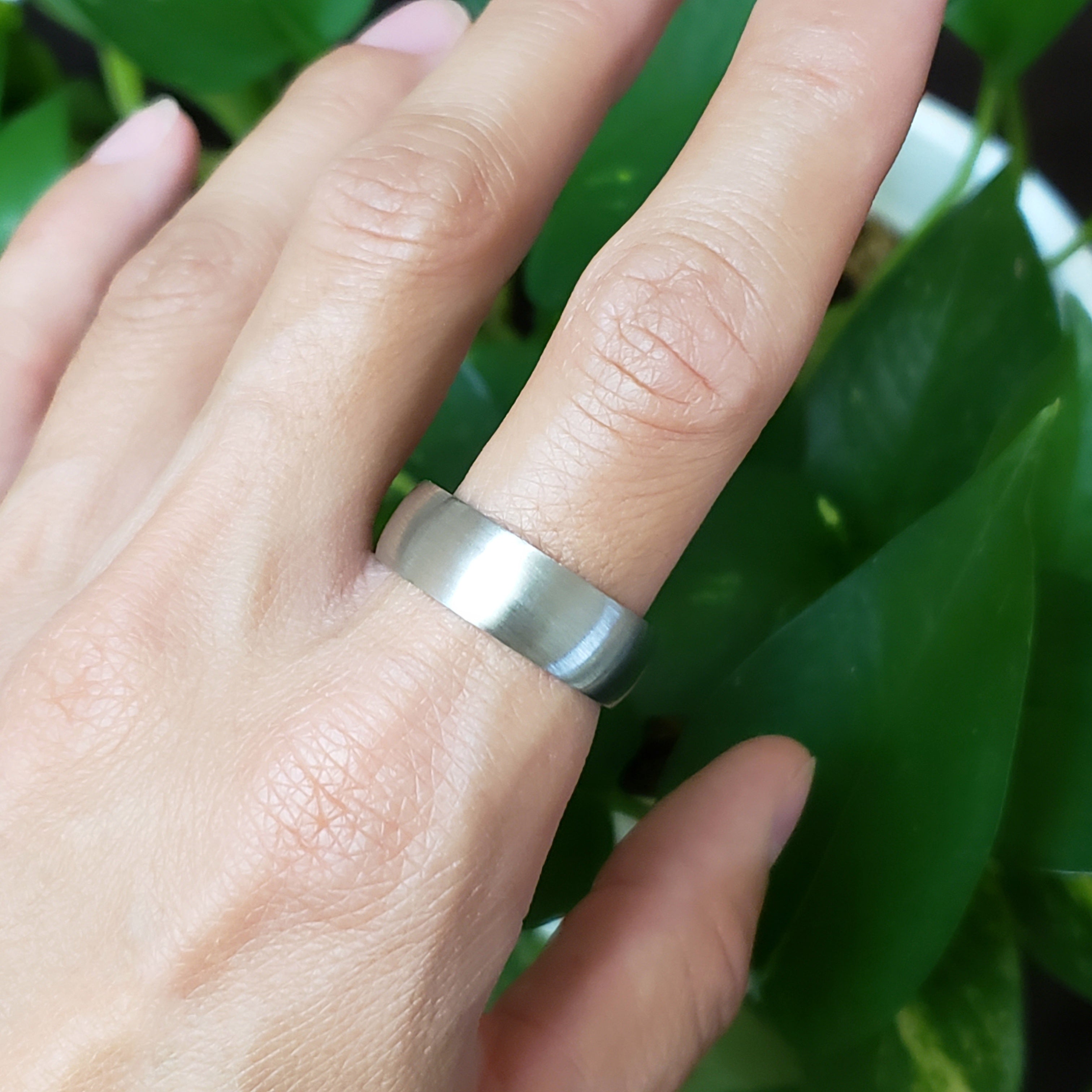 Plain silver hot sale wedding bands